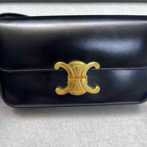 Celine Triomphe Small Triomphe Shoulder Bag Smooth Calfskin Black