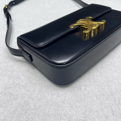 Celine Triomphe Small Triomphe Shoulder Bag Smooth Calfskin Black