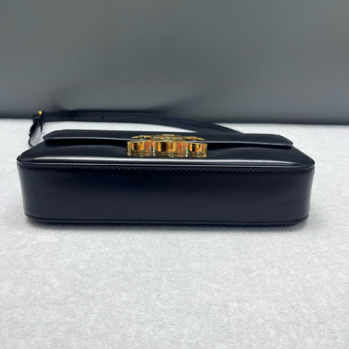 Celine Triomphe Small Triomphe Shoulder Bag Smooth Calfskin Black