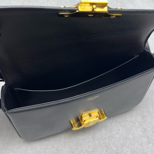Celine Triomphe Small Triomphe Shoulder Bag Smooth Calfskin Black