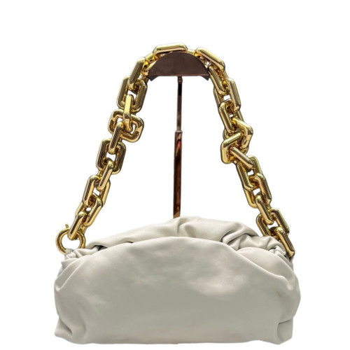 Bottega Veneta The Pouch Chain Lambskin Nappa Beige Mystic White