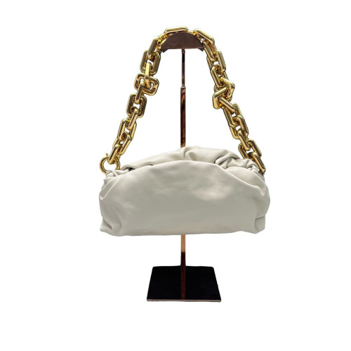 Bottega Veneta The Pouch Chain Lambskin Nappa Beige Mystic White
