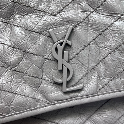 Yves Saint Laurent Medium Niki Chain Pull Up Leather Grey Yves Saint Laurent Medium Niki Chain Pull Up Leather Grey