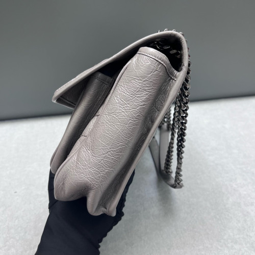 Yves Saint Laurent Medium Niki Chain Pull Up Leather Grey Yves Saint Laurent Medium Niki Chain Pull Up Leather Grey
