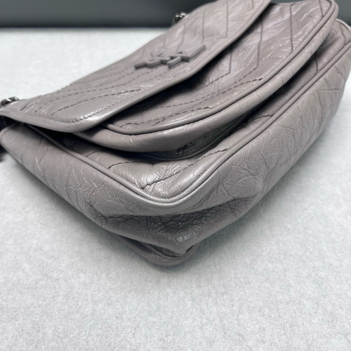 Yves Saint Laurent Medium Niki Chain Pull Up Leather Grey Yves Saint Laurent Medium Niki Chain Pull Up Leather Grey