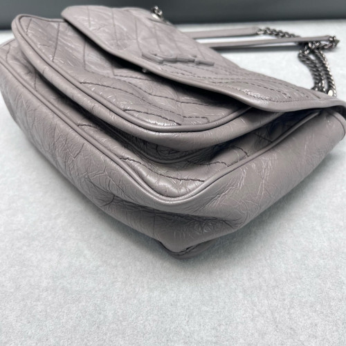 Yves Saint Laurent Medium Niki Chain Pull Up Leather Grey Yves Saint Laurent Medium Niki Chain Pull Up Leather Grey
