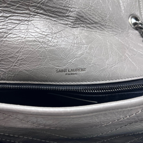 Yves Saint Laurent Medium Niki Chain Pull Up Leather Grey Yves Saint Laurent Medium Niki Chain Pull Up Leather Grey