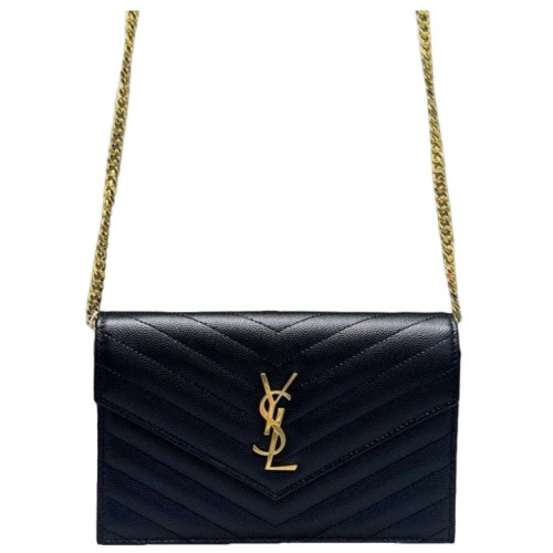 Yves Saint Laurent Small Envelope Chain Wallet Caviar Black Yves Saint Laurent Small Envelope Chain Wallet Caviar Black