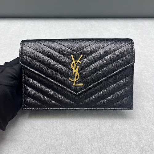 Yves Saint Laurent Small Envelope Chain Wallet Caviar Black Yves Saint Laurent Small Envelope Chain Wallet Caviar Black