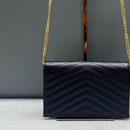 Yves Saint Laurent Small Envelope Chain Wallet Caviar Black Yves Saint Laurent Small Envelope Chain Wallet Caviar Black