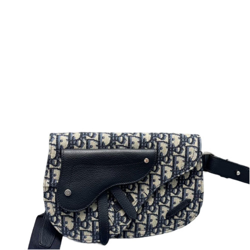 Dior Saddle Crossbody Bag Oblique Black Blue White