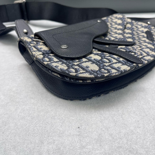 Dior Saddle Crossbody Bag Oblique Black Blue White