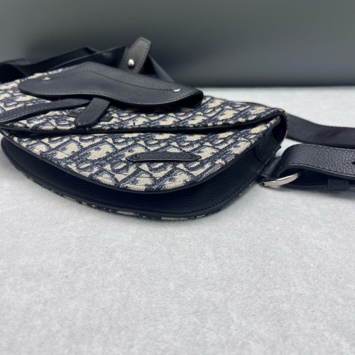 Dior Saddle Crossbody Bag Oblique Black Blue White