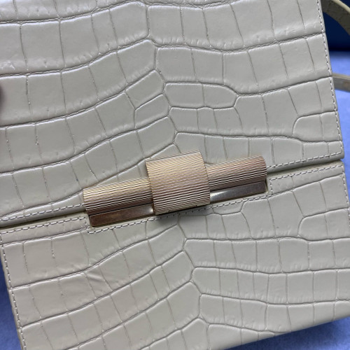 Bottega Veneta Daisey Calfskin Crocodile Embossed Light Yellow