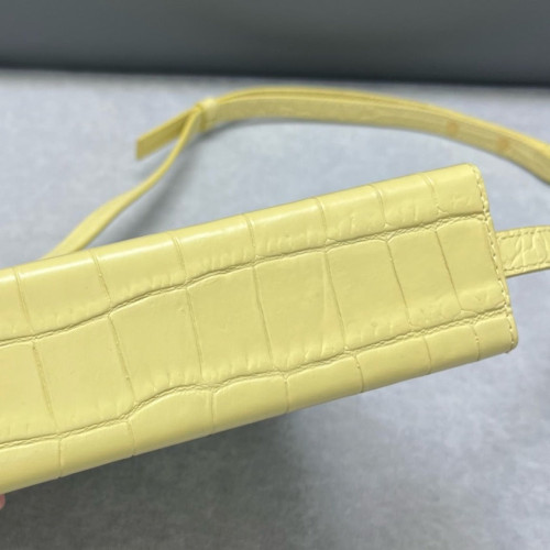 Bottega Veneta Daisey Calfskin Crocodile Embossed Light Yellow