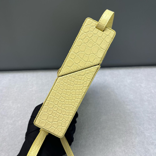 Bottega Veneta Daisey Calfskin Crocodile Embossed Light Yellow
