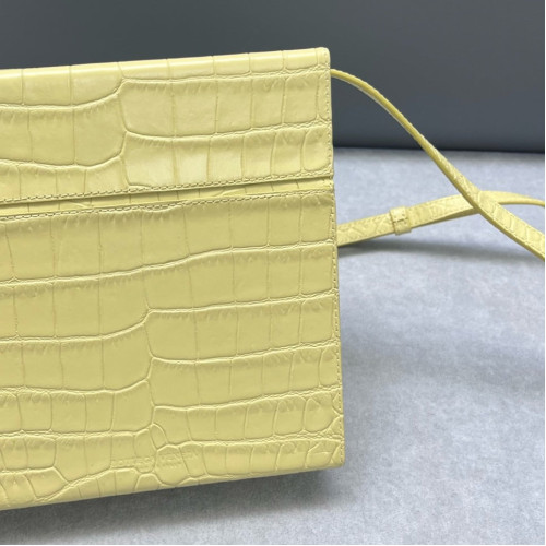 Bottega Veneta Daisey Calfskin Crocodile Embossed Light Yellow