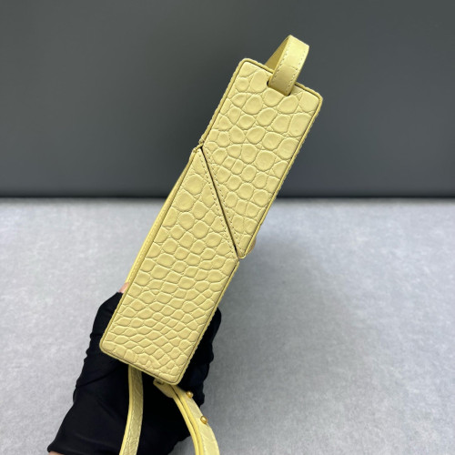 Bottega Veneta Daisey Calfskin Crocodile Embossed Light Yellow