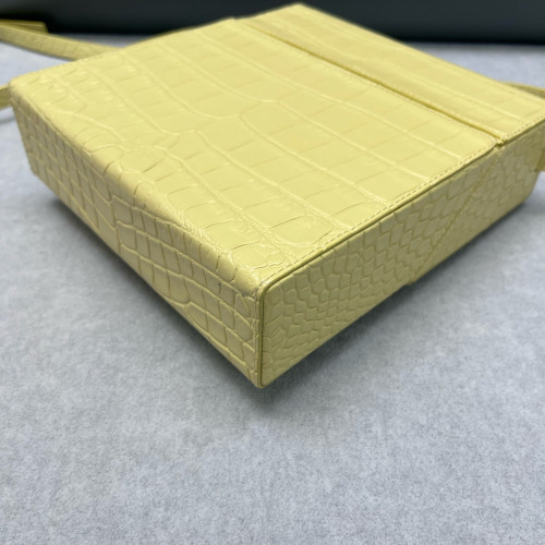 Bottega Veneta Daisey Calfskin Crocodile Embossed Light Yellow