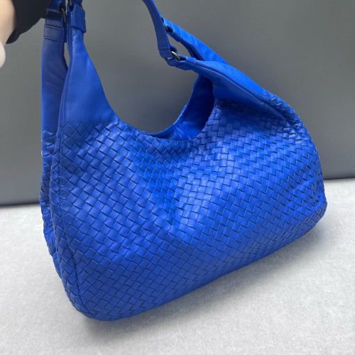 Bottega Veneta Large Campana Hobo Lambskin Intrecciato Nappa Blue