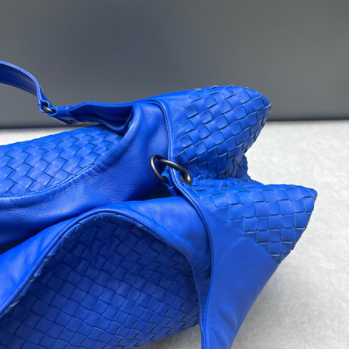 Bottega Veneta Large Campana Hobo Lambskin Intrecciato Nappa Blue