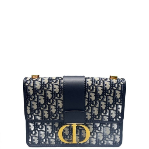 Dior 30 Montaigne Flap Bag Oblique Beige Navy Black