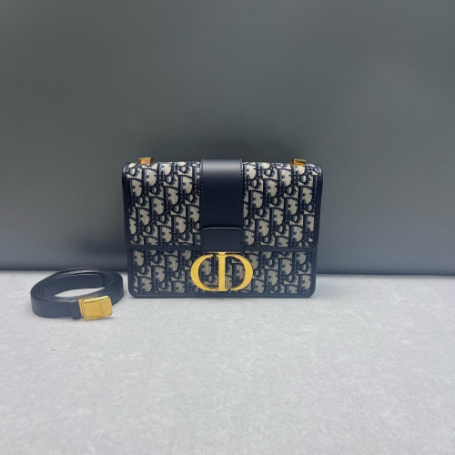 Dior 30 Montaigne Flap Bag Oblique Beige Navy Black