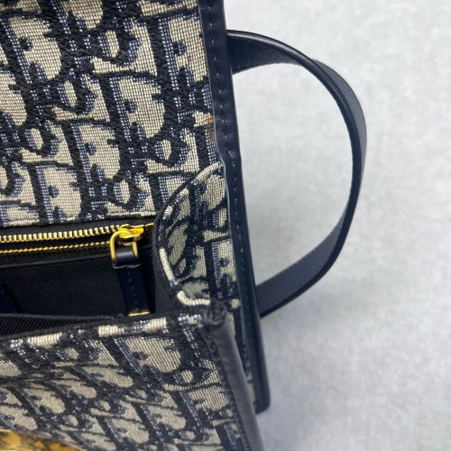 Dior 30 Montaigne Flap Bag Oblique Beige Navy Black