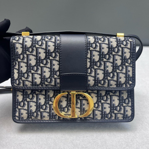 Dior 30 Montaigne Flap Bag Oblique Beige Navy Black