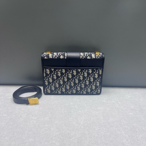 Dior 30 Montaigne Flap Bag Oblique Beige Navy Black