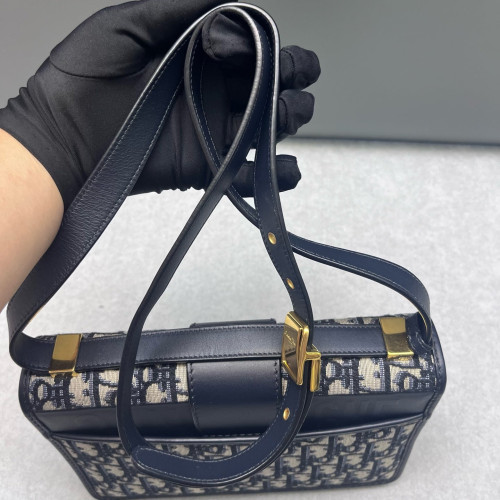 Dior 30 Montaigne Flap Bag Oblique Beige Navy Black