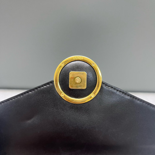 Fendi Wallet On Chain WOC Embossed FF Calfskin Black Brown Red