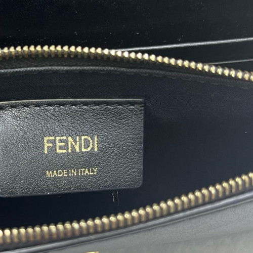 Fendi Wallet On Chain WOC Embossed FF Calfskin Black Brown Red