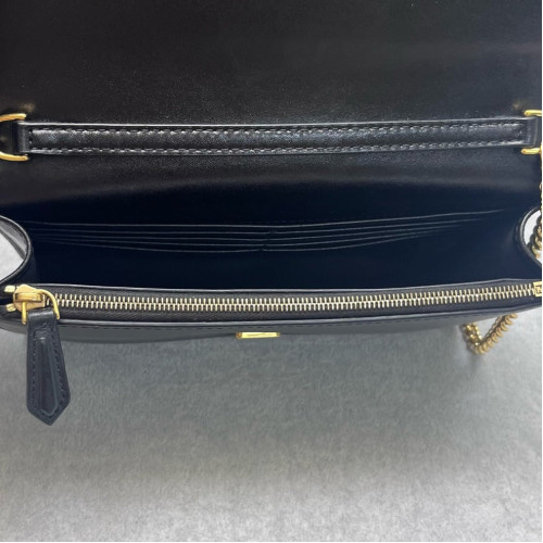 Fendi Wallet On Chain WOC Embossed FF Calfskin Black Brown Red