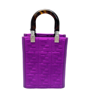 Fendi Mini Sunshine Shopper Tote Calfskin Zucca Purple