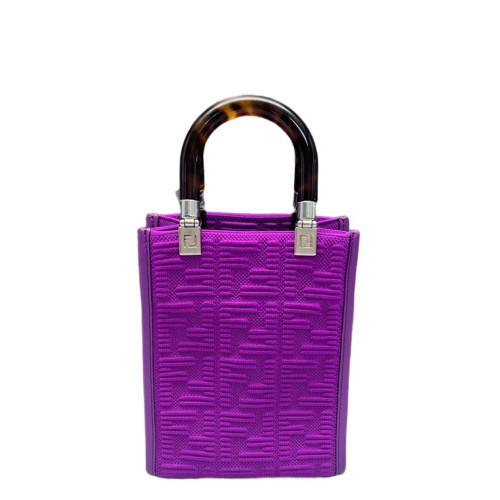 Fendi Mini Sunshine Shopper Tote Calfskin Zucca Purple