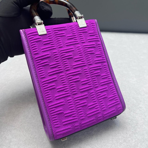 Fendi Mini Sunshine Shopper Tote Calfskin Zucca Purple
