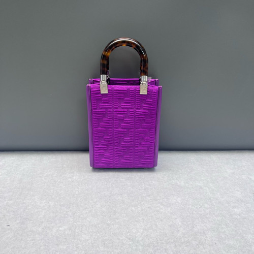 Fendi Mini Sunshine Shopper Tote Calfskin Zucca Purple