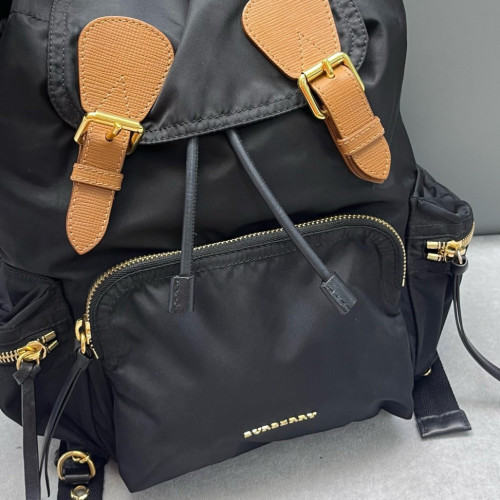 Burberry Medium Rucksack Backpack Nylon Calfskin Black Brown Burberry Medium Rucksack Backpack Nylon Calfskin Black Brown