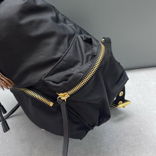 Burberry Medium Rucksack Backpack Nylon Calfskin Black Brown Burberry Medium Rucksack Backpack Nylon Calfskin Black Brown