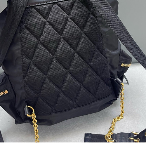 Burberry Medium Rucksack Backpack Nylon Calfskin Black Brown Burberry Medium Rucksack Backpack Nylon Calfskin Black Brown