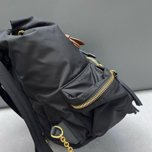 Burberry Medium Rucksack Backpack Nylon Calfskin Black Brown Burberry Medium Rucksack Backpack Nylon Calfskin Black Brown