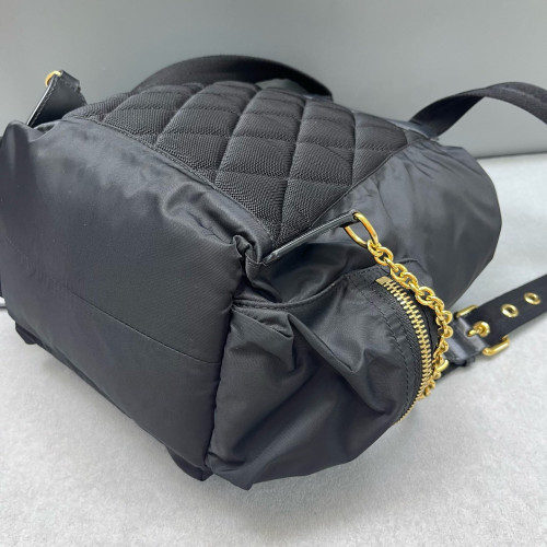 Burberry Medium Rucksack Backpack Nylon Calfskin Black Brown Burberry Medium Rucksack Backpack Nylon Calfskin Black Brown