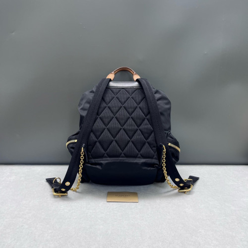 Burberry Medium Rucksack Backpack Nylon Calfskin Black Brown Burberry Medium Rucksack Backpack Nylon Calfskin Black Brown