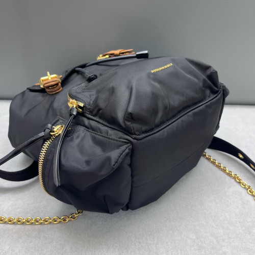 Burberry Medium Rucksack Backpack Nylon Calfskin Black Brown Burberry Medium Rucksack Backpack Nylon Calfskin Black Brown
