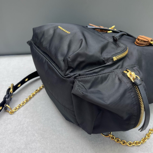 Burberry Medium Rucksack Backpack Nylon Calfskin Black Brown Burberry Medium Rucksack Backpack Nylon Calfskin Black Brown