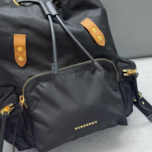 Burberry Medium Rucksack Backpack Nylon Calfskin Black Brown Burberry Medium Rucksack Backpack Nylon Calfskin Black Brown
