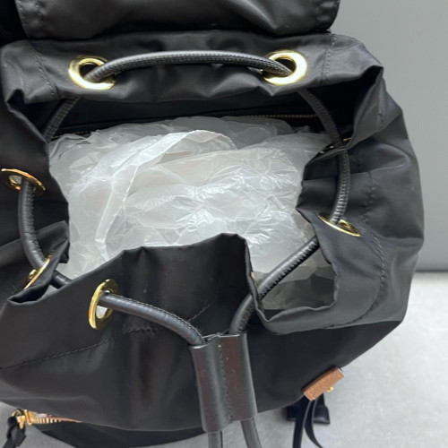 Burberry Medium Rucksack Backpack Nylon Calfskin Black Brown Burberry Medium Rucksack Backpack Nylon Calfskin Black Brown