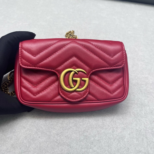 Gucci Super Mini GG Marmont Calfskin Red