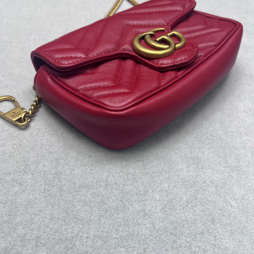 Gucci Super Mini GG Marmont Calfskin Red